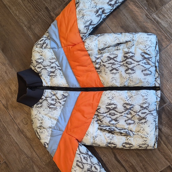 Central Park West Wesley Snakeskin Print Full Zip Puffer Jacket, XS - Picture 3 of 16